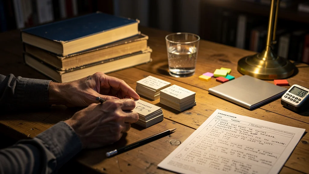 Transcription de 3 livres sur fiches bristol pour mesurer la rétention, photo réaliste d’étude