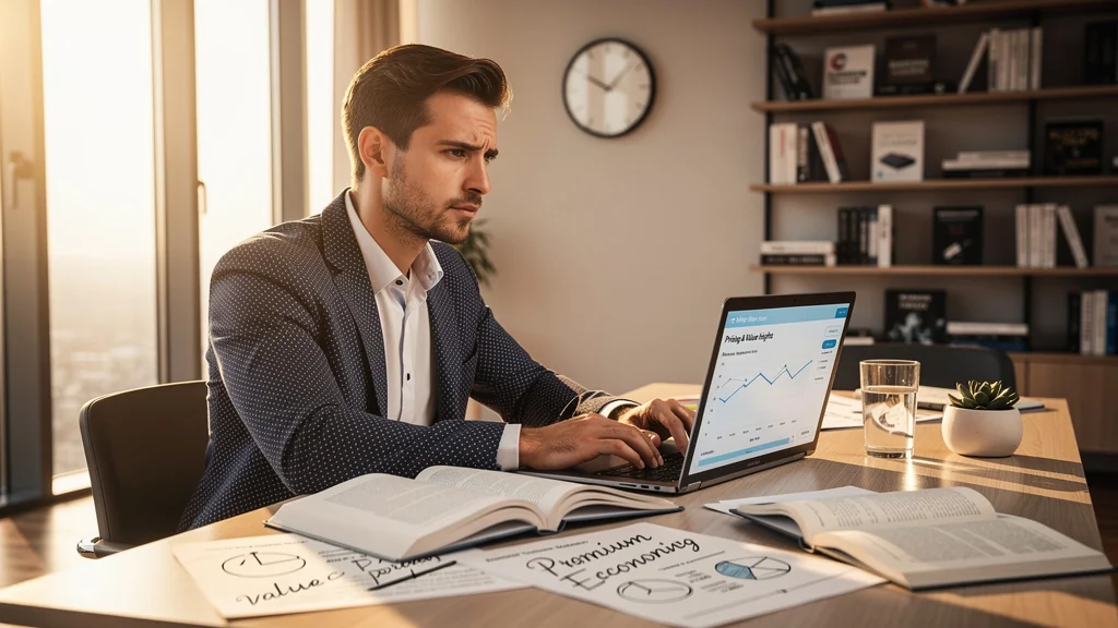 Homme jeune éclairé par la lumière, comprenant la valeur perçue et le pricing sans remise