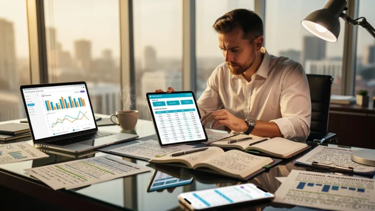 Espace de travail moderne illustrant l'impact du coût d'acquisition client sur la prospection commerciale